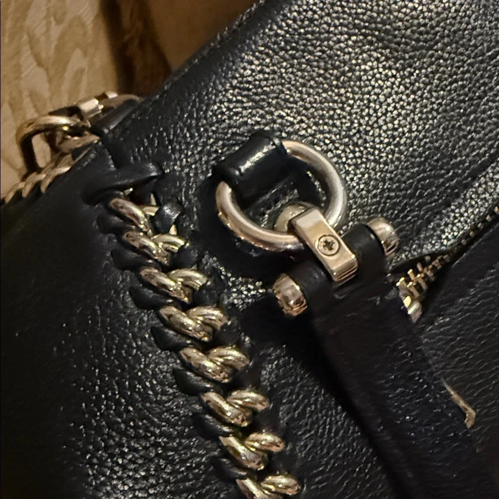 Coach Prairie Whiplash Satchel Crossbody Handbag Black Pebbled Leather preowned - Picture 8 of 16